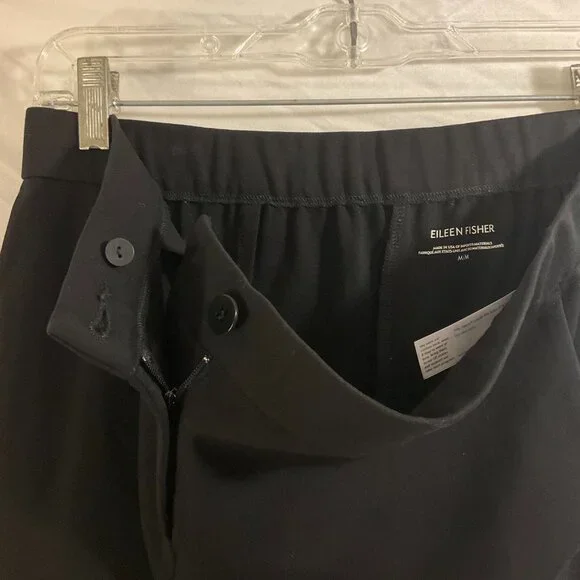 Eileen Fisher Women’s Black Stretch Trouser/Pants, Button and Zip Closure, Sz M - Picture 4 of 7